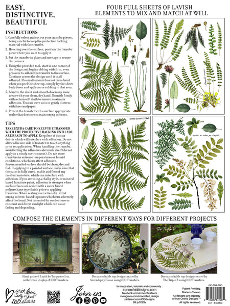 Fronds Botanical Decor Transfer Set by IOD - Iron Orchid Designs @ Painted Heirloom