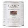Fusion Mineral Paint Gel Stain & Top Coat—All In One, black, in can with product and safety information on label.