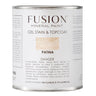 Fusion Mineral Paint Gel Stain & Top Coat Patina can with protective coating instructions on the label.