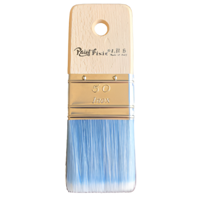 Paint Pixie Lil B Synthetic Paintbrush with light blue bristles and wood handle.