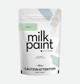 50g Fusion Mineral Paint Mojito Milk Paint pouch with caution and irritant warnings visible on packaging.