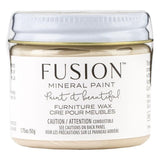 Fusion Mineral Paint Pearl Metallic Furniture Wax, 1.75oz jar with white label, black text, and lid slightly open.