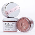 Three 50g jars of Fusion Mineral Paint Rose Gold Metallic Furniture Wax, one jar open showing wax inside.
