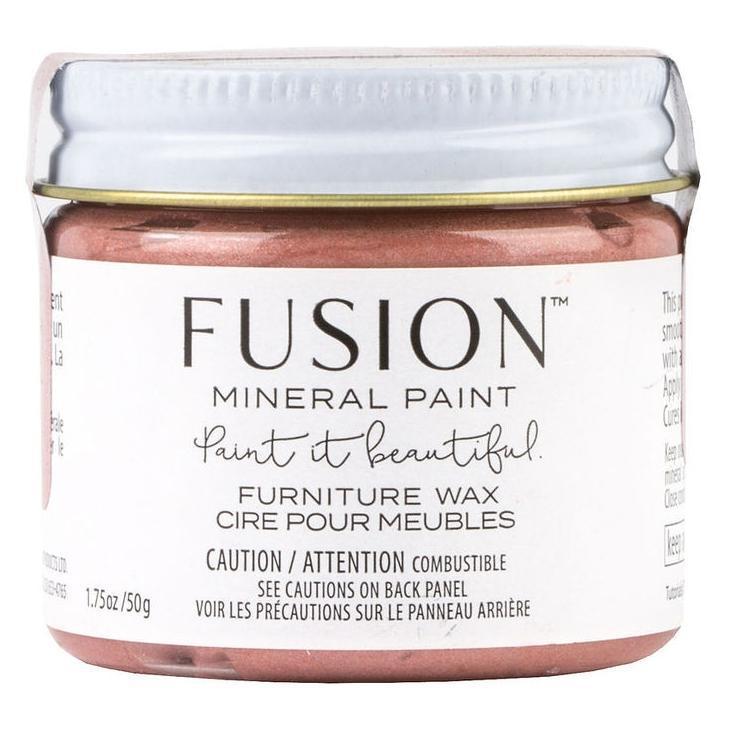 Fusion Mineral Paint 50g Rose Gold Metallic Furniture Wax container with pink-gold label.