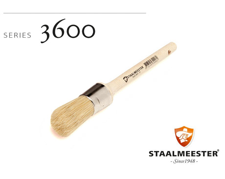 Staalmeester Round Wax Brush Series 3600 with pure China bristles and wooden handle.