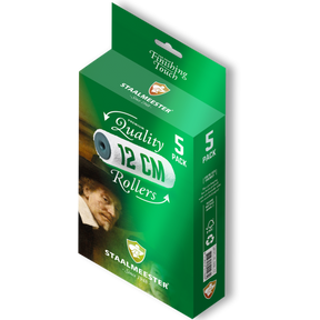 Staalmeester High-End Premium Roller Refills 5 pack in green box with paint roller image and branding.