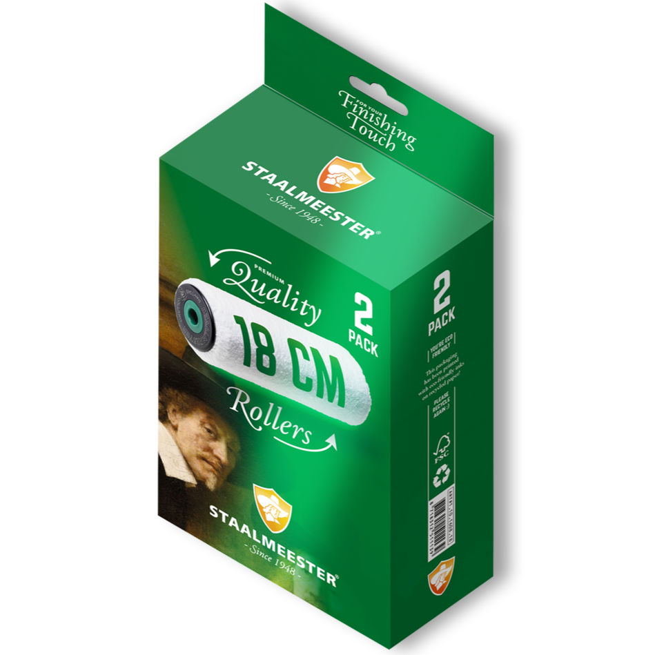 Staalmeester High-End Premium Roller Refills 18 cm, 2 pack, with visible Staalmeester branding on packaging.
