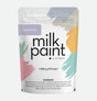 Fusion Mineral Paint Wisteria Row Milk Paint, 330g pouch, pastel purple with abstract accents and warnings visible.